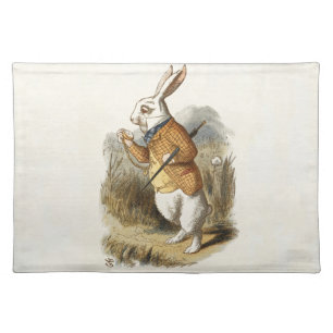 White Rabbit from Alice In Wonderland Vintage Art Cloth Placemat