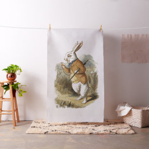 White Rabbit from Alice In Wonderland Vintage Art Fabric