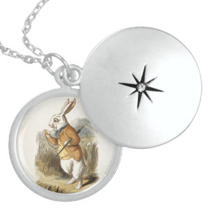 White Rabbit from Alice In Wonderland Vintage Art Locket Necklace