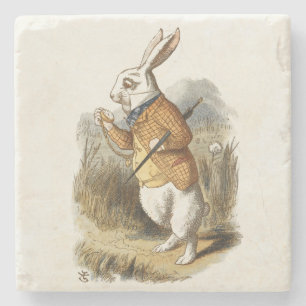 White Rabbit from Alice In Wonderland Vintage Art Stone Coaster