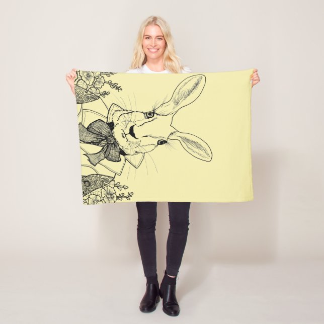 White Rabbit from Alice's Adventures in Wonderland Fleece Blanket (In Situ)
