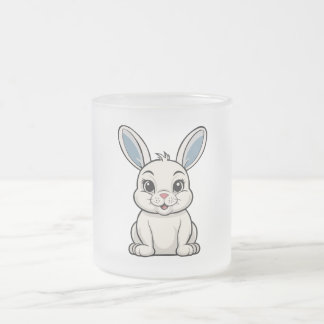 White Rabbit Frosted Glass Coffee Mug