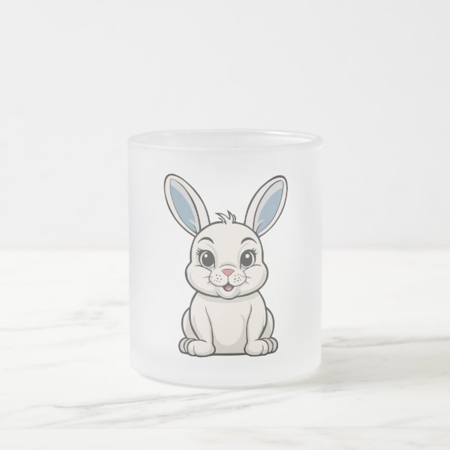 White Rabbit Frosted Glass Coffee Mug (Center)