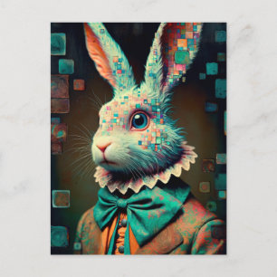 White Rabbit Glitch Postcard