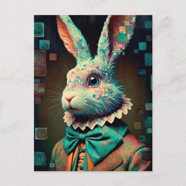 White Rabbit Glitch Postcard (Front)