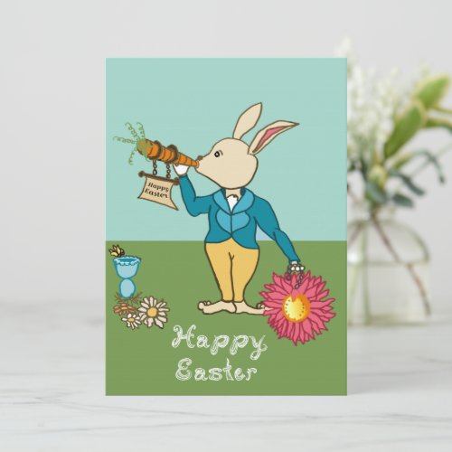 White Rabbit Happy Easter Fabric Font Card 