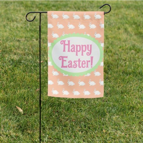 White Rabbit Happy Easter Garden Flag