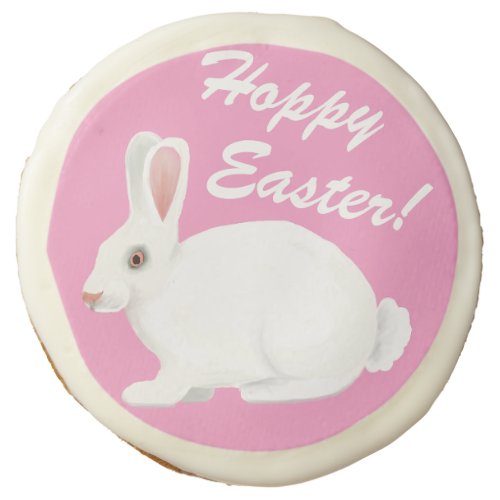 White Rabbit Happy Easter  Sugar Cookie