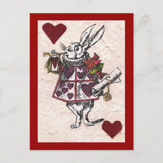 white rabbit heart postcard (Front)