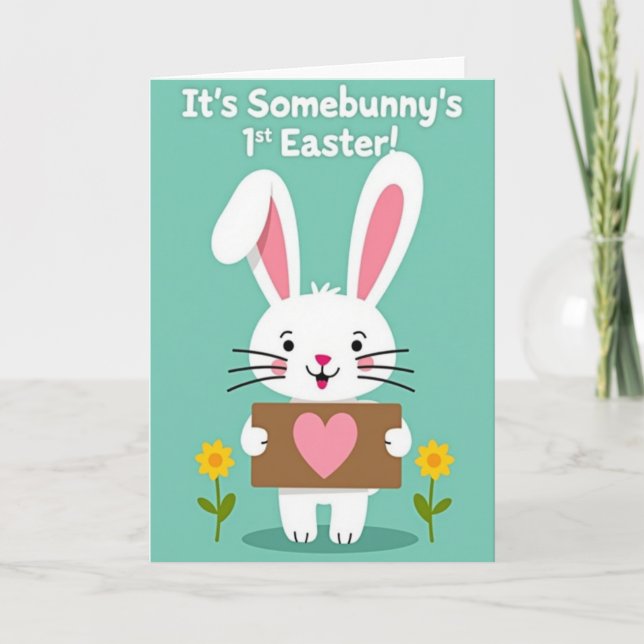 White Rabbit Heart Springtime Card (Front)