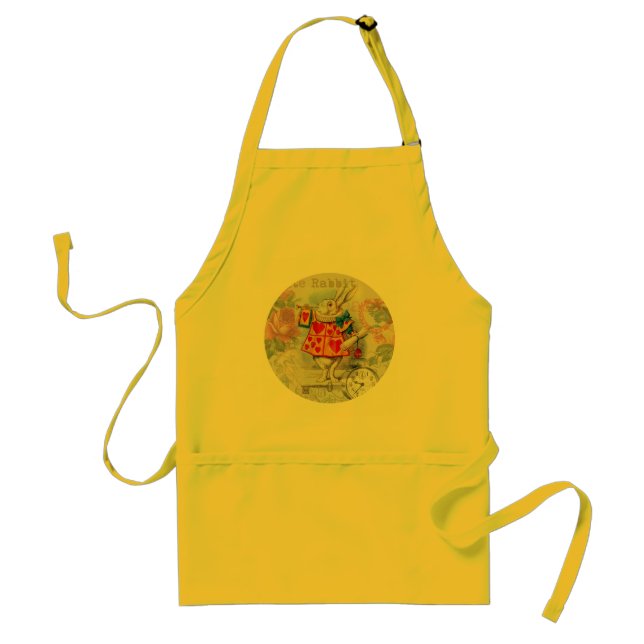 White Rabbit Hearts Alice Classic Adult Apron (Front)