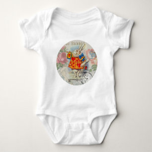 White Rabbit Hearts Alice Classic Baby Bodysuit