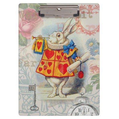 White Rabbit Hearts Alice Classic Clipboard