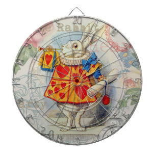 White Rabbit Hearts Alice Classic Dartboard With Darts