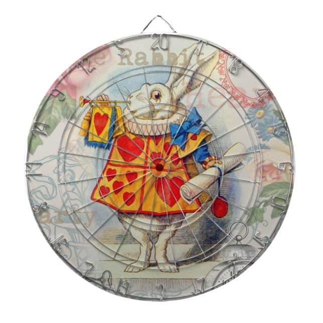 White Rabbit Hearts Alice Classic Dartboard With Darts (Front)