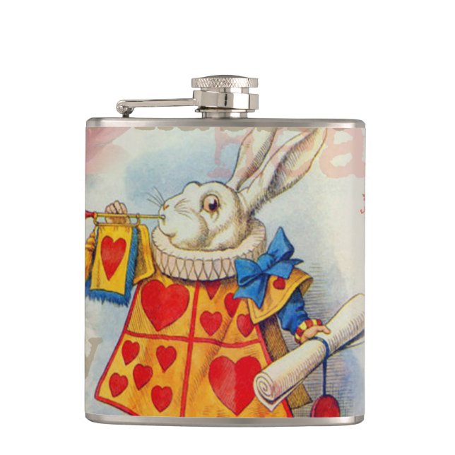 White Rabbit Hearts Alice Classic Flask (Front)