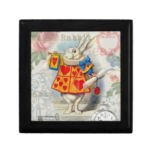 White Rabbit Hearts Alice Classic Jewelry Box