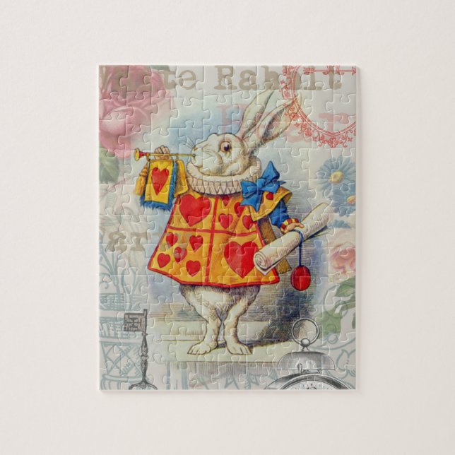 White Rabbit Hearts Alice Classic Jigsaw Puzzle (Vertical)