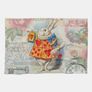 White Rabbit Hearts Alice Classic Kitchen Towel