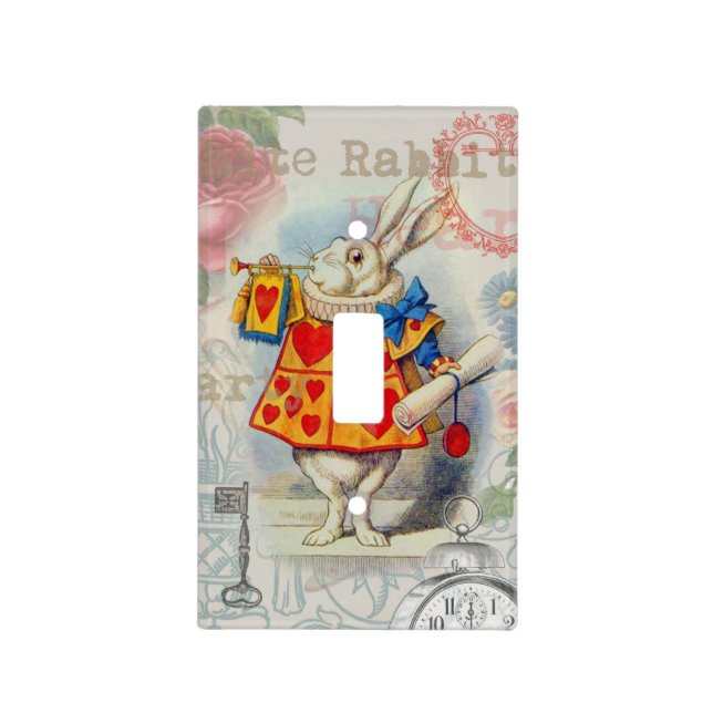 White Rabbit Hearts Alice Classic Light Switch Cover (Front)