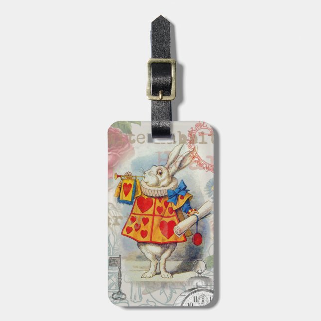 White Rabbit Hearts Alice Classic Luggage Tag (Front Vertical)