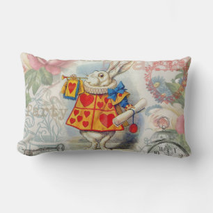 White Rabbit Hearts Alice Classic Lumbar Pillow