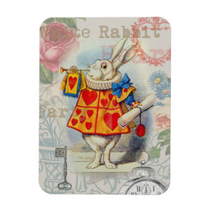 White Rabbit Hearts Alice Classic Magnet