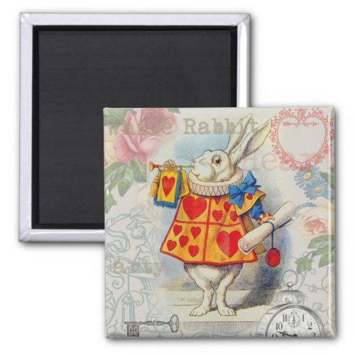 White Rabbit Hearts Alice Classic Magnet