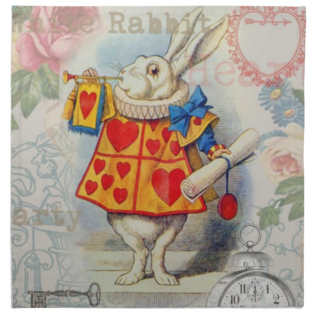White Rabbit Hearts Alice Classic Napkin (Front)
