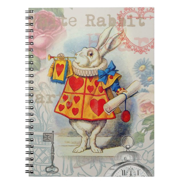 White Rabbit Hearts Alice Classic Notebook (Front)