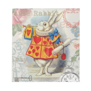 White Rabbit Hearts Alice Classic Notepad