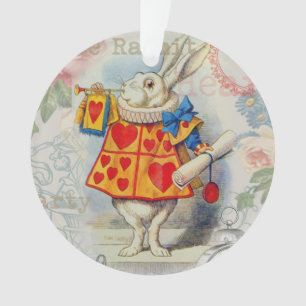 White Rabbit Hearts Alice Classic Ornament