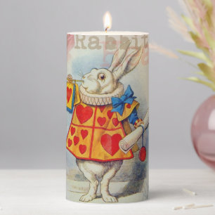 White Rabbit Hearts Alice Classic Pillar Candle