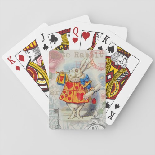 White Rabbit Hearts Alice Classic Playing Cards