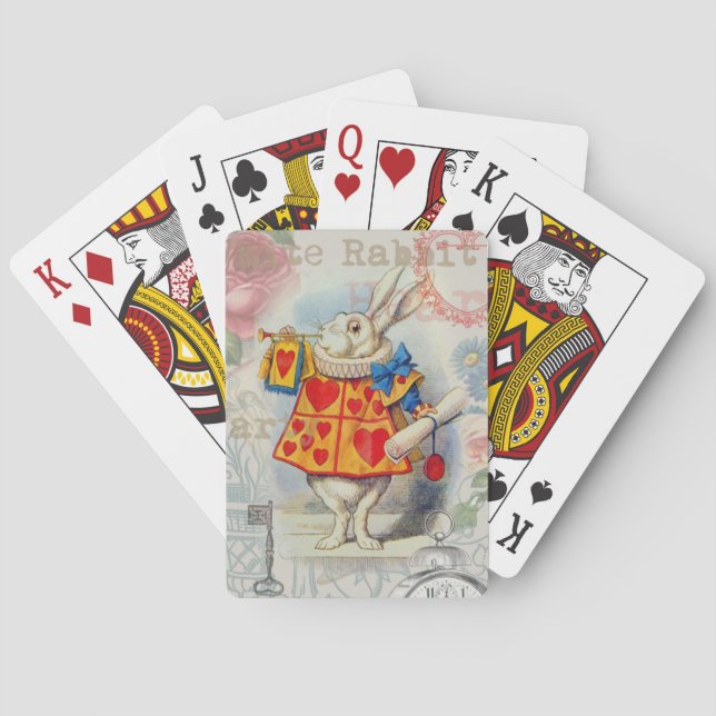 White Rabbit Hearts Alice Classic Poker Cards (Back)
