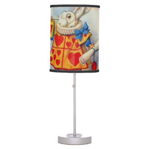 White Rabbit Hearts Alice Classic Table Lamp