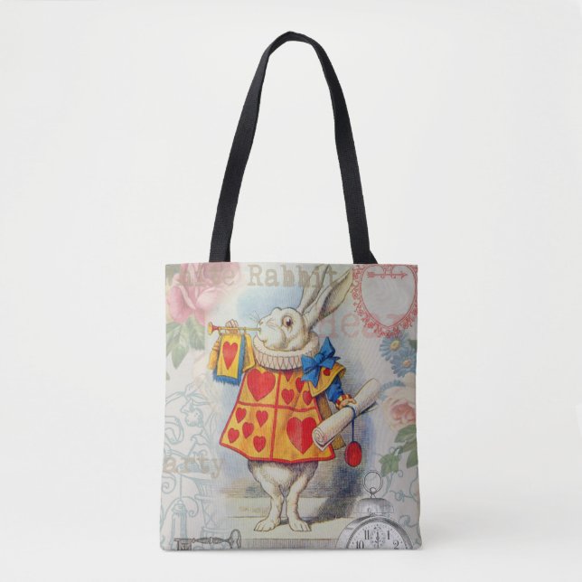 White Rabbit Hearts Alice Classic Tote Bag (Front)