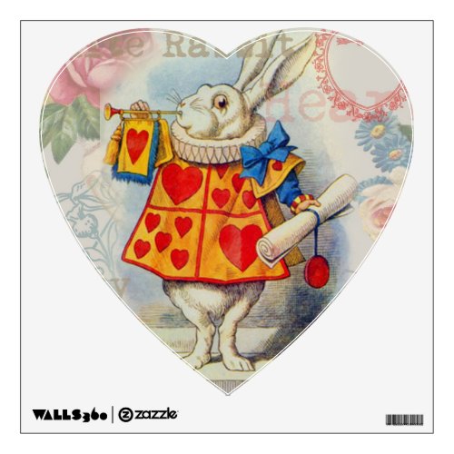 White Rabbit Hearts Alice Classic Wall Sticker