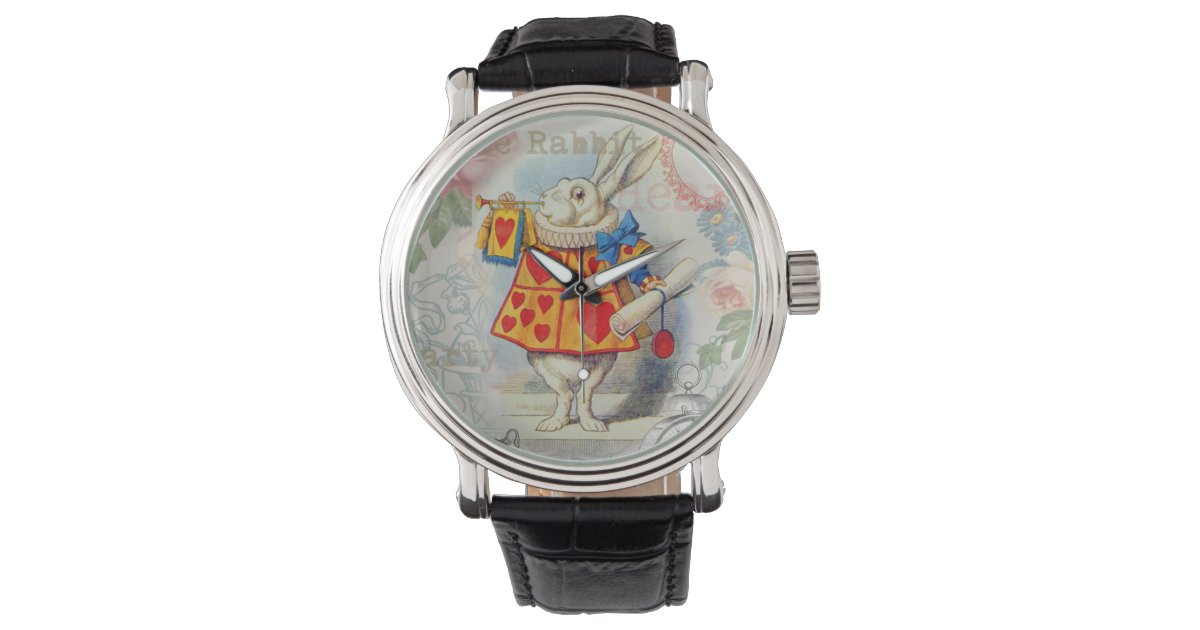 White Rabbit Hearts Alice Classic Watch | Zazzle