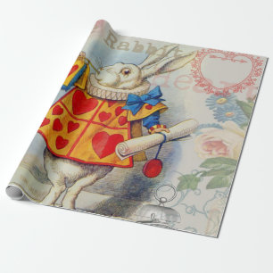 White Rabbit Hearts Alice Classic Wrapping Paper