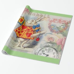White Rabbit Hearts Alice Classic Wrapping Paper