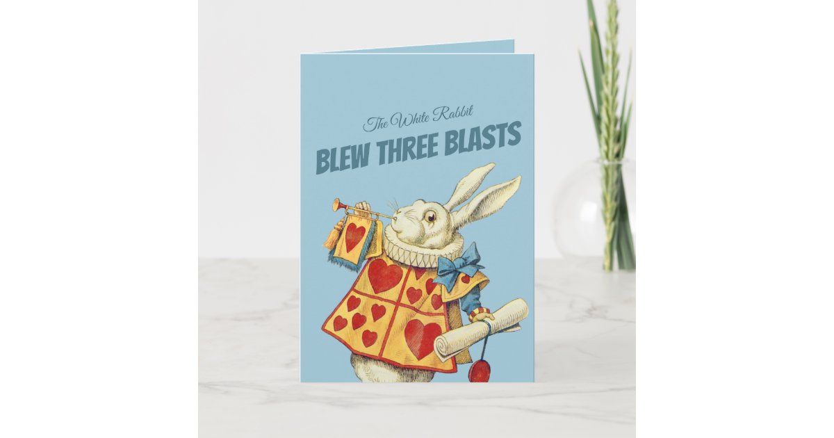 White Rabbit herald Color CC0676 Tenniel Valentine Holiday Card | Zazzle
