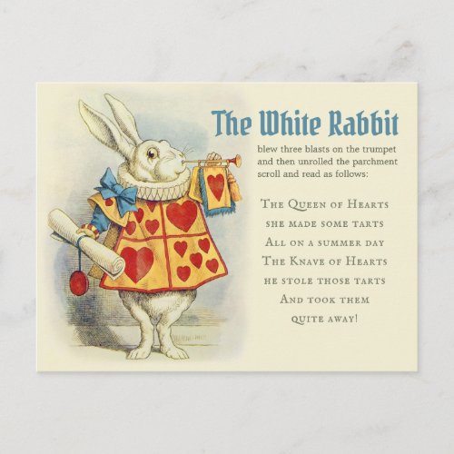 White Rabbit herald John Tenniel  CC1125 Fairytale Postcard