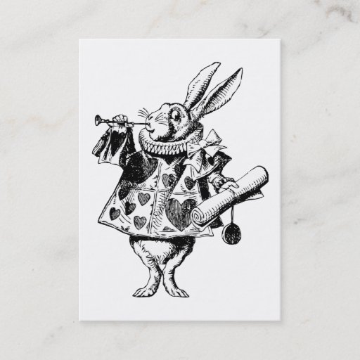 Customizable White Rabbit Herald Prom Bid Business Card Templates