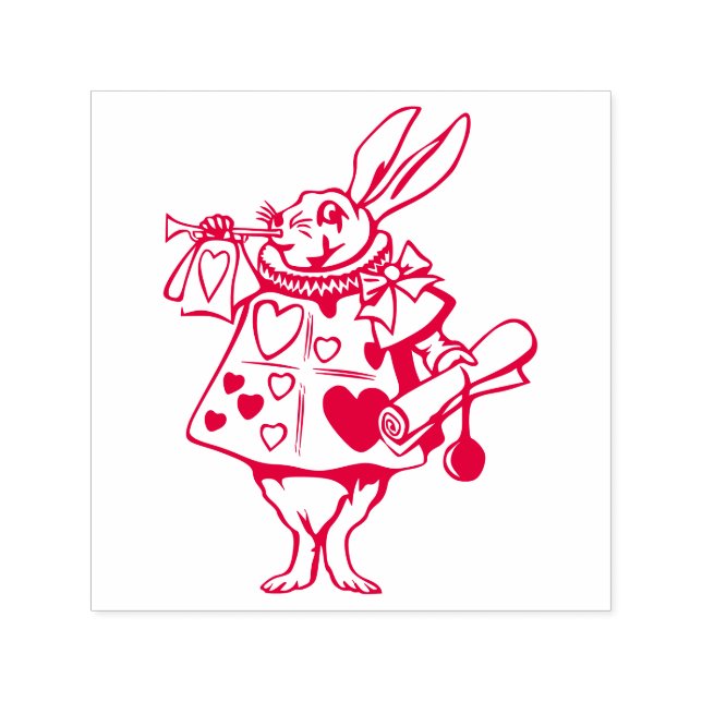 White Rabbit Herald Trumpeter Alice in Wonderland Self-inking Stamp (Design)