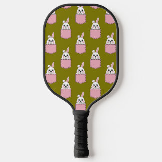 White Rabbit in Pink Pocket Pattern Pickleball Paddle