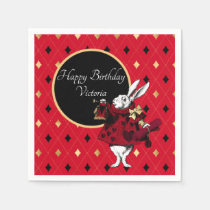 White Rabbit in Red Birthday Napkins