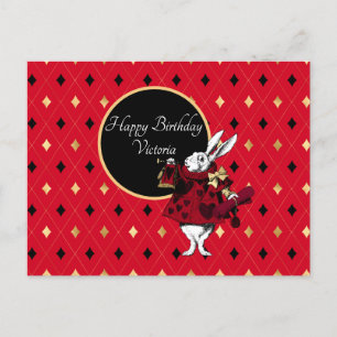 White Rabbit in Red Birthday Postcard