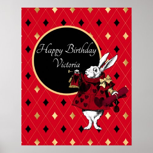 White Rabbit in Red Birthday  Poster