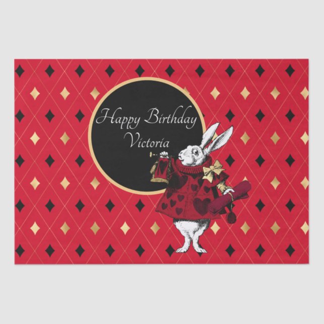 White Rabbit in Red Birthday  Tissue Paper (Front)